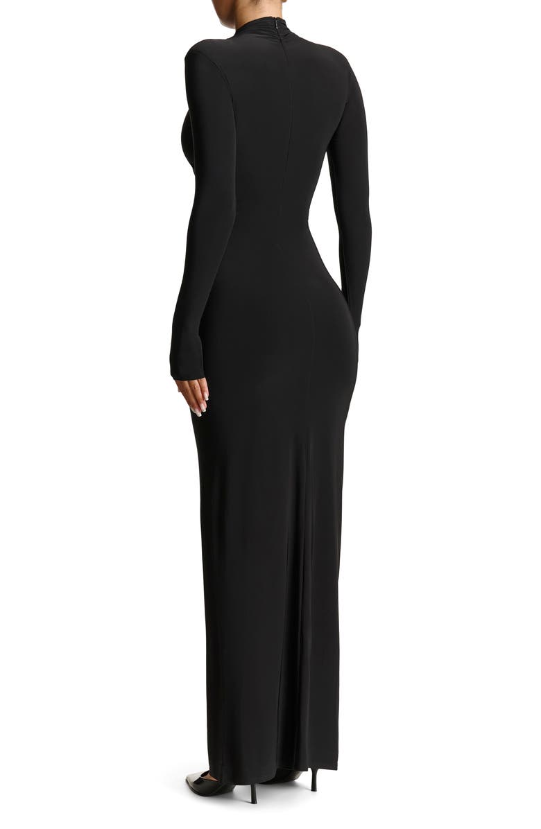 Naked Wardrobe Hourglass Draped Long Sleeve Maxi Dress, Alternate, color,