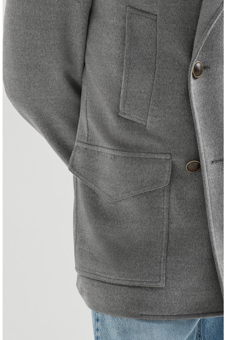 Virgin wool cloth four-pocket pea coat, Alternate, color, Grey