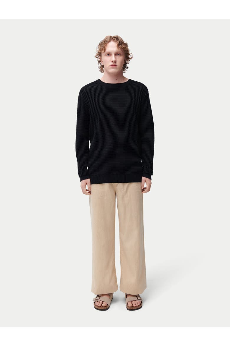 Textured-Knit Silk Cashmere Sweater, Alternate, color, blue graphite