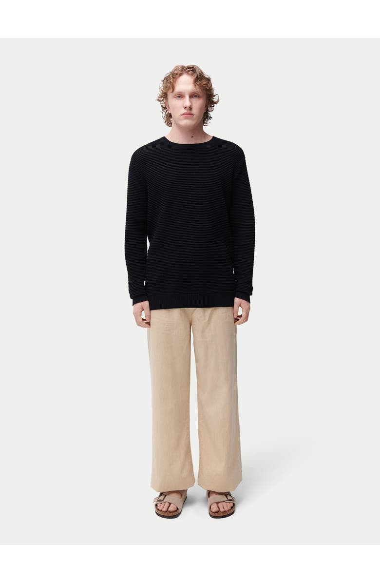 Gobi Cashmere Textured-Knit Silk Cashmere Sweater, Alternate, color, Blue Graphite