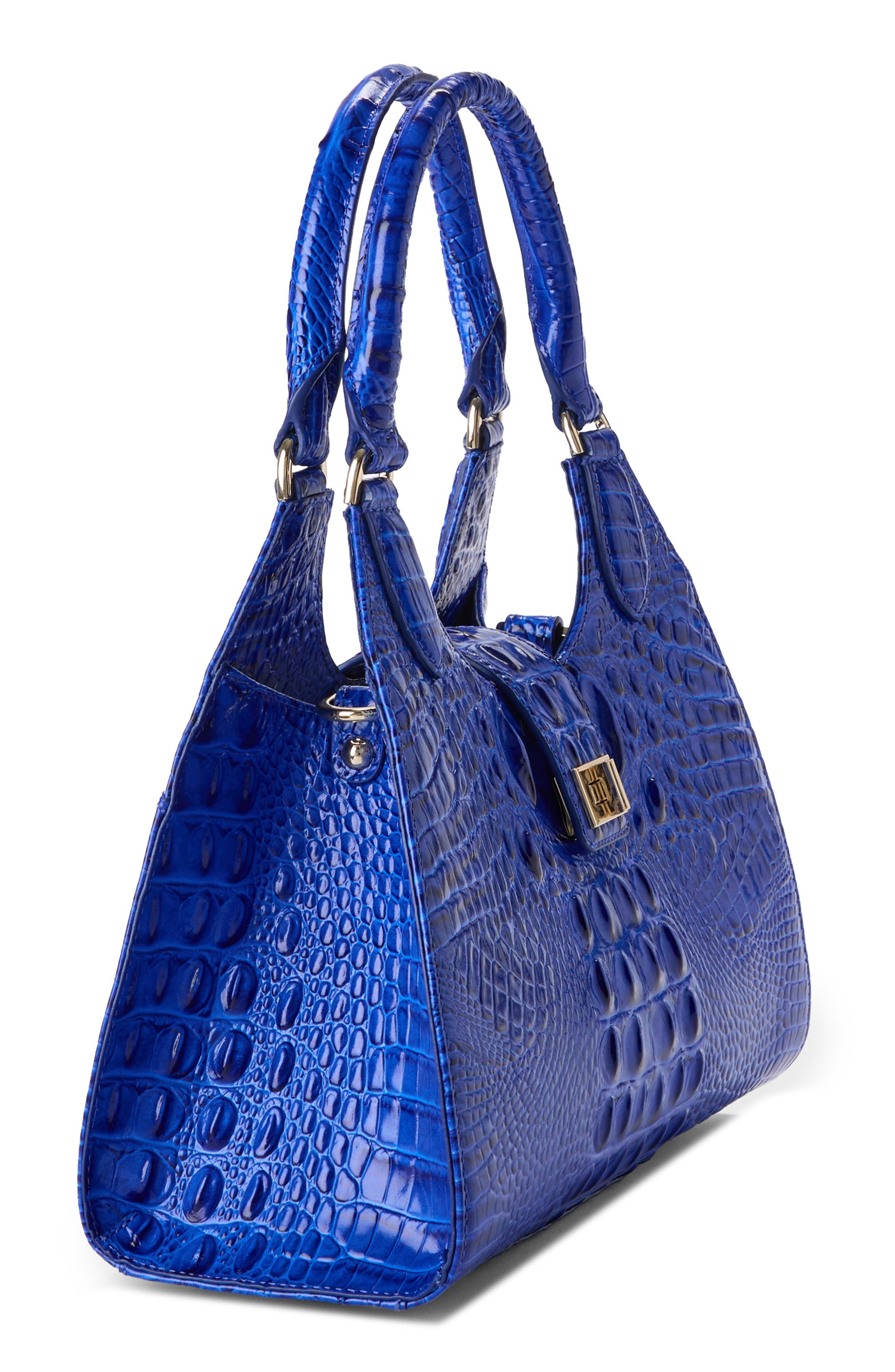 Brahmin Adrian Croc Embossed Leather Shoulder Bag, Alternate, color, Ultramarine