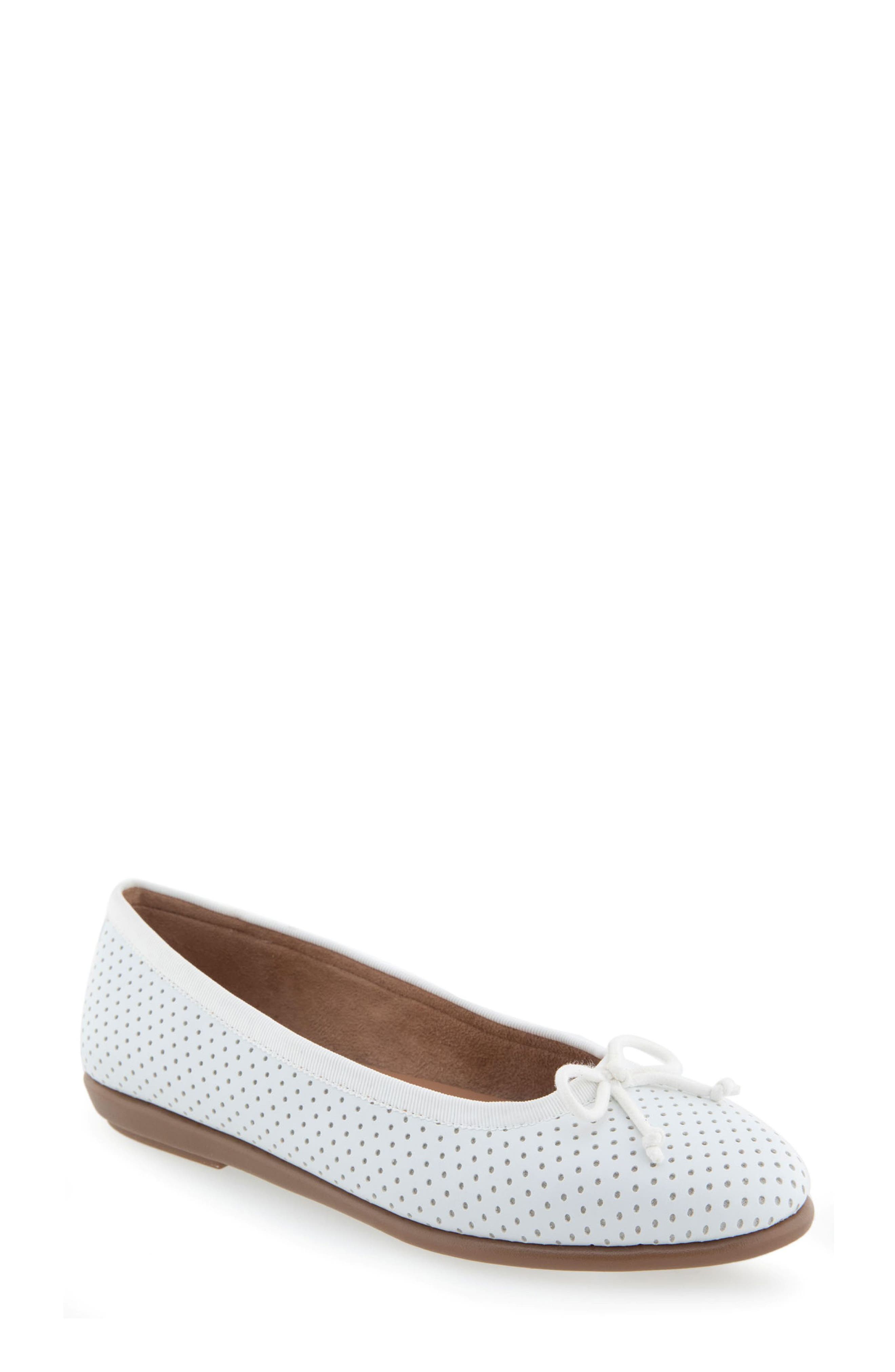 Homebet Ballet Flat, Main, color, WHITE PERFORATED
