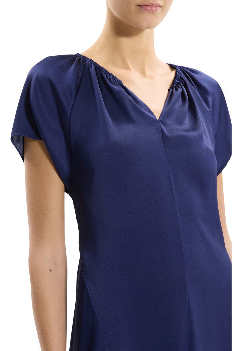 Fit & Flare Satin Midi Dress, Alternate, color, SAPPHIRE NAVY