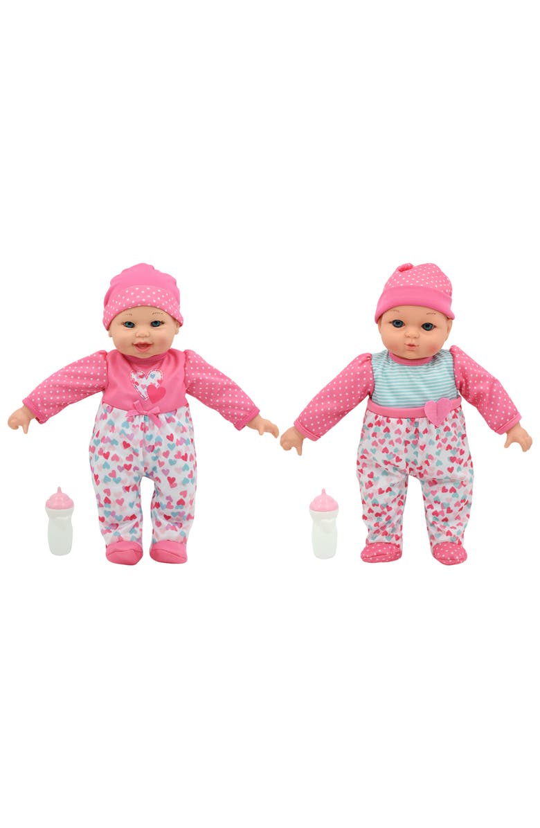 Little Darlings 12" Talking Twins Dolls Pink, Teal, Hearts, Main, color, Multicolored