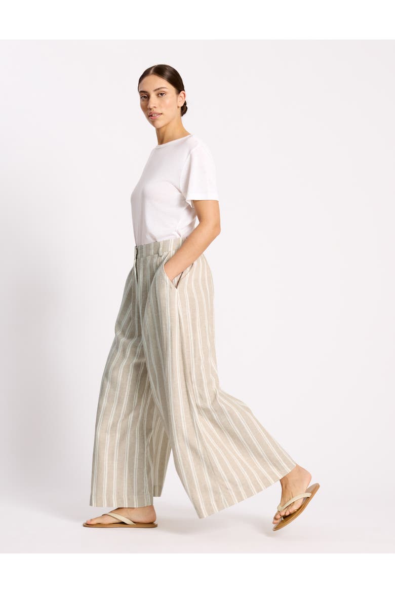 Linen Stripe Culotte, Alternate, color, Cream