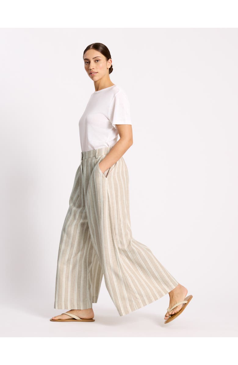 Albaray Linen Stripe Culotte, Alternate, color, Cream