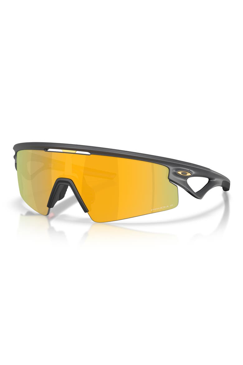 Gender Inclusive Sphaera 37mm Polarized Shield Sunglasses, Alternate, color, MATTE CARBON / PRIZM 24K POLAR