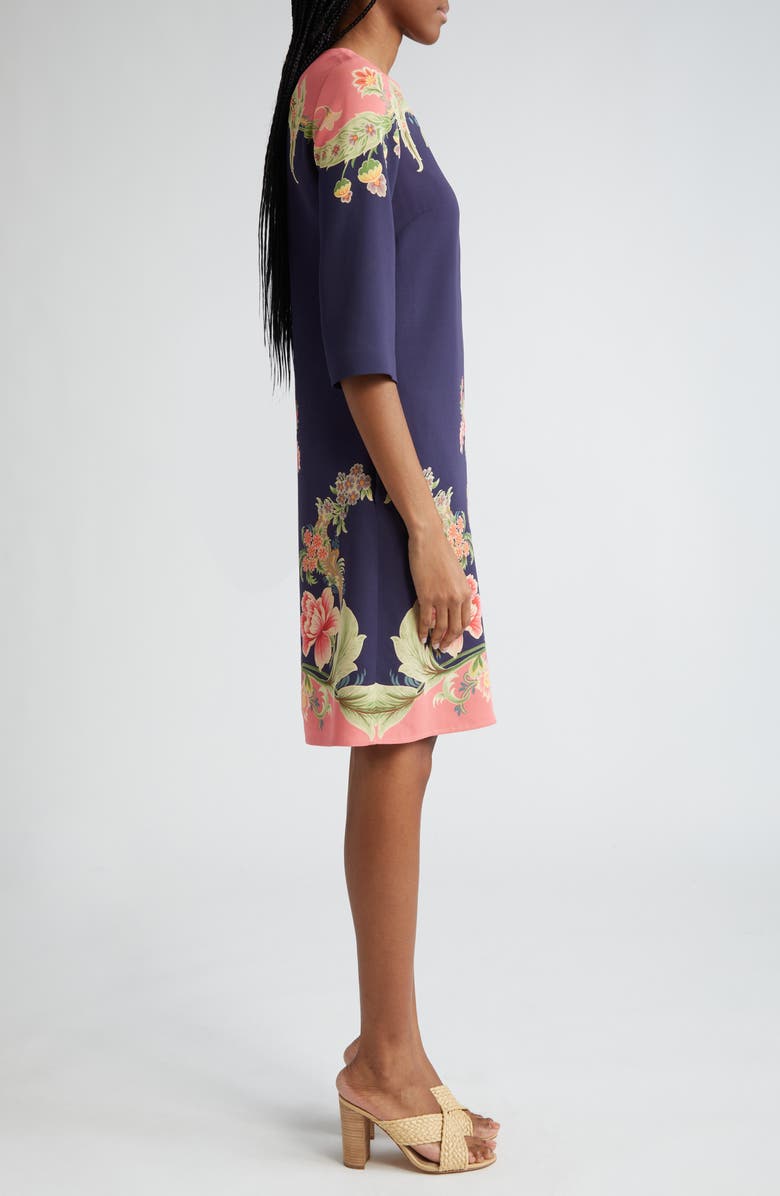 Etro Floral Border Shift Dress, Alternate, color, 