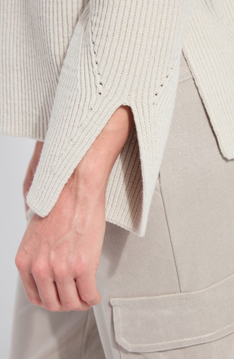 Lysse Ximena Cozy V-Neck Rib Sweater, Alternate, color, Soft Taupe