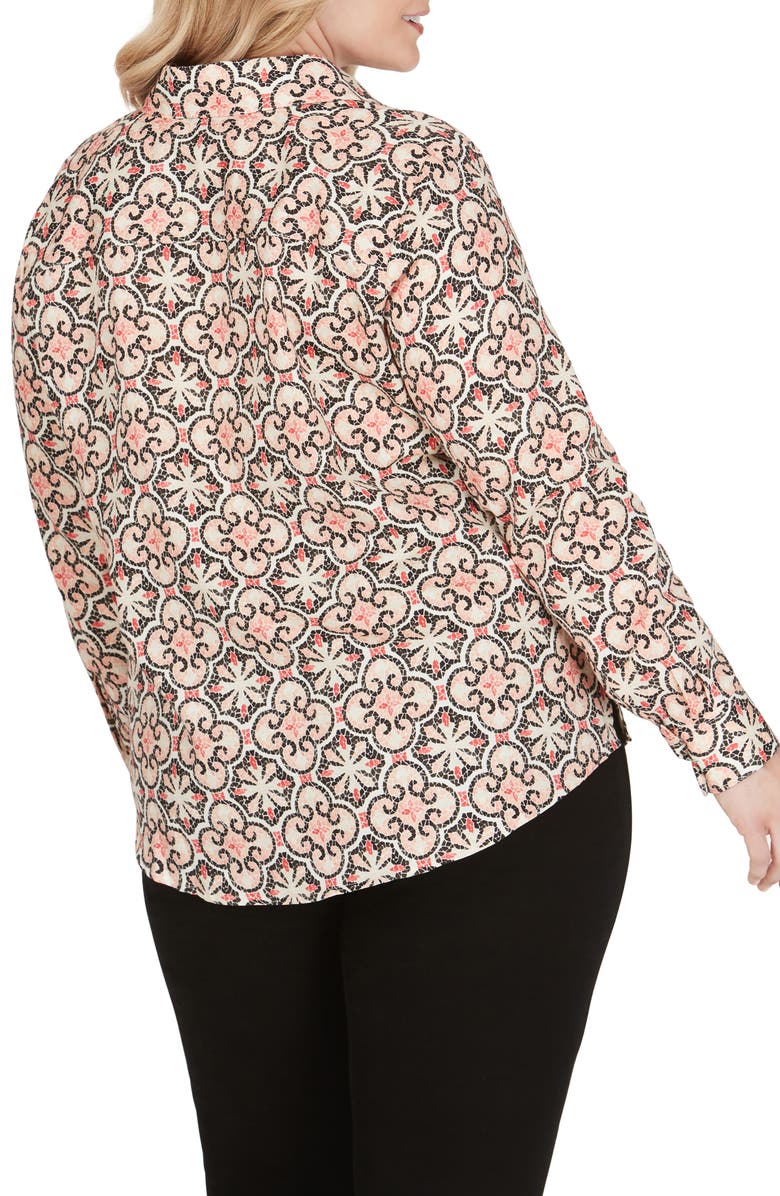 Foxcroft Ava Mosaic Print Wrinkle Free Shirt, Alternate, color,