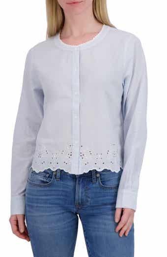 Lucky Brand Eyelet Cotton Button-Up Top