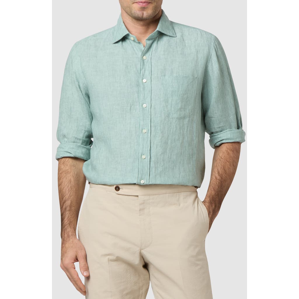 Sid Mashburn Slim Fit Solid Slub Linen Button-up Shirt In Thyme Linen