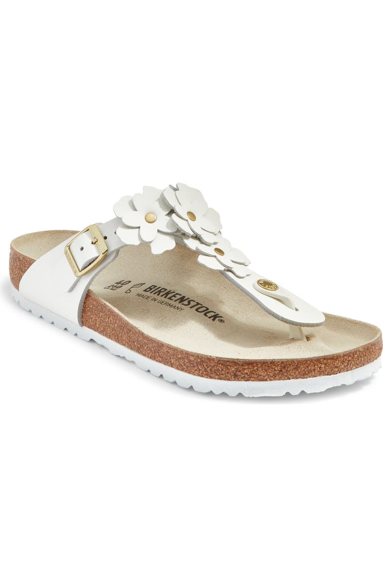 Birkenstock Gizeh Flower Flip Flop, Main, color, White