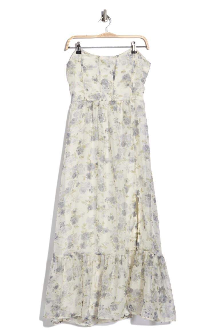 Floral Strapless Dress, Alternate, color, DUSTY BLUE MULTI