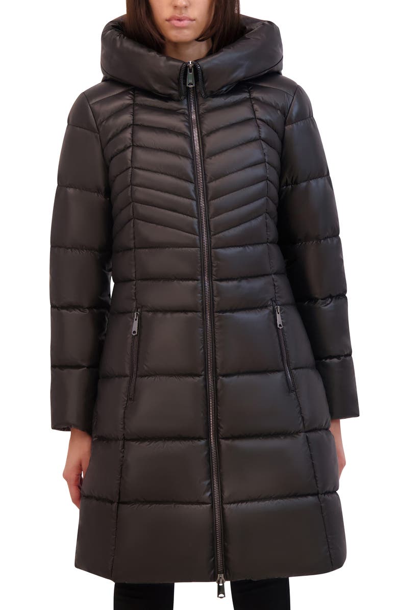 Kenneth Cole New York Soft Cire Funnel Neck Puffer Coat, Main, color, 