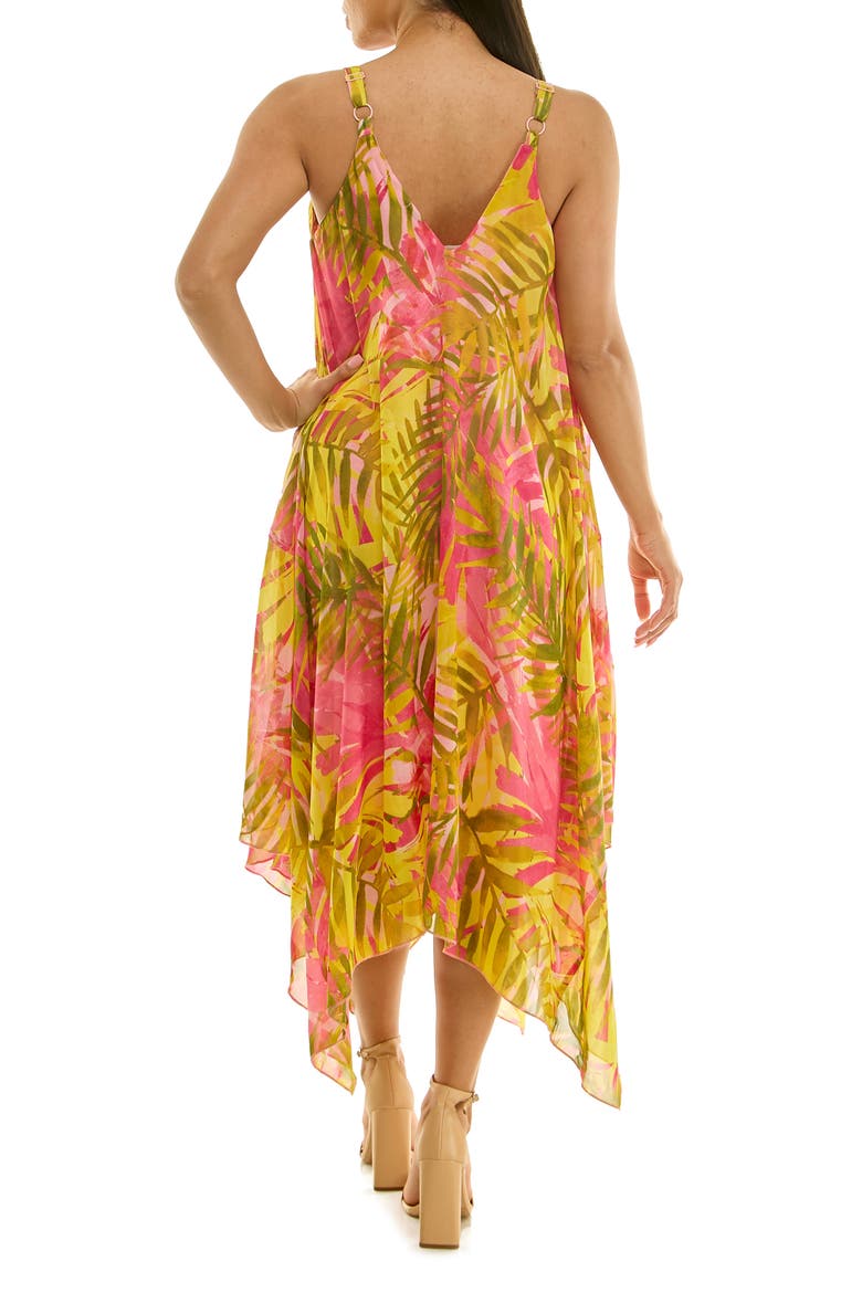 Patterned Handkerchief Hem Dress, Alternate, color, LIME/BUBBLEGUM