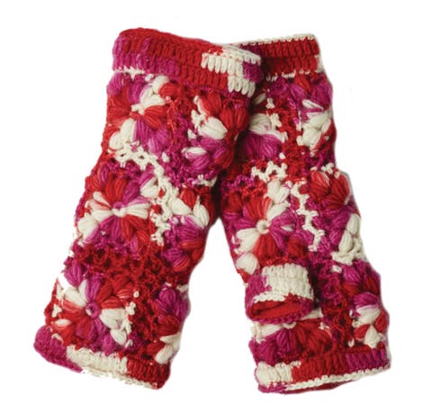 Multi Color Flower Crochet Handwarmers