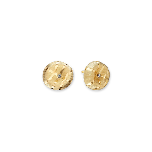 Pascal The Basketball Crooked Ball Diamond Earrings In Gold