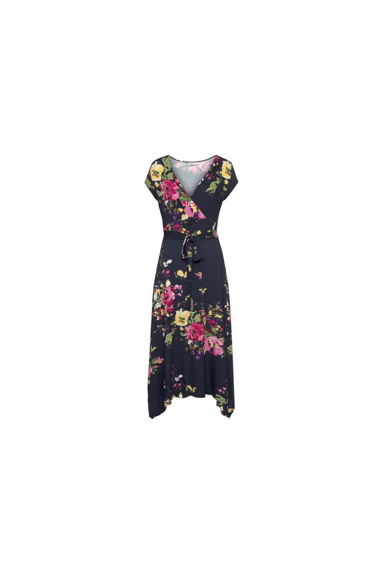 Handkerchief Hem Dress, Alternate, color, Navy Printed