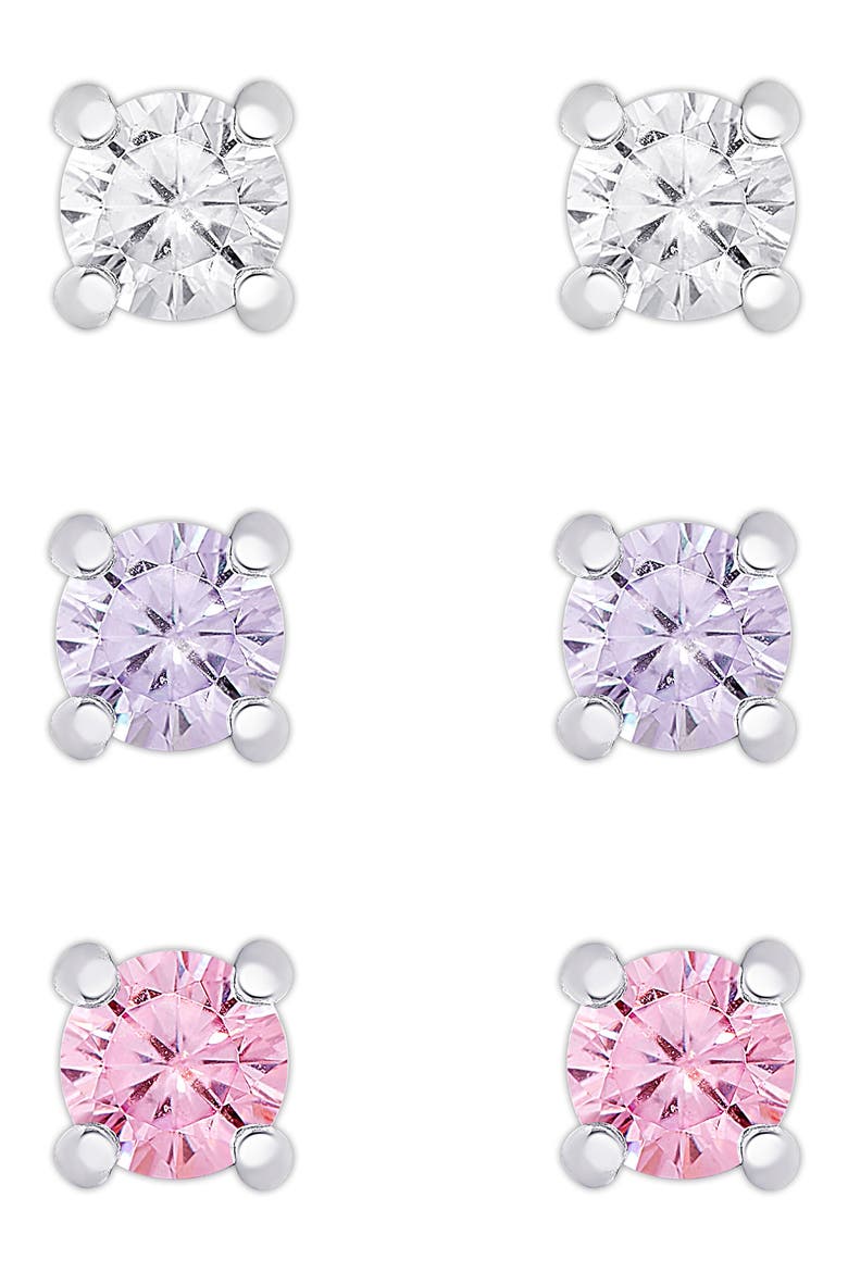 Pack of 3 Stud Earrings, Main, color, SILVER