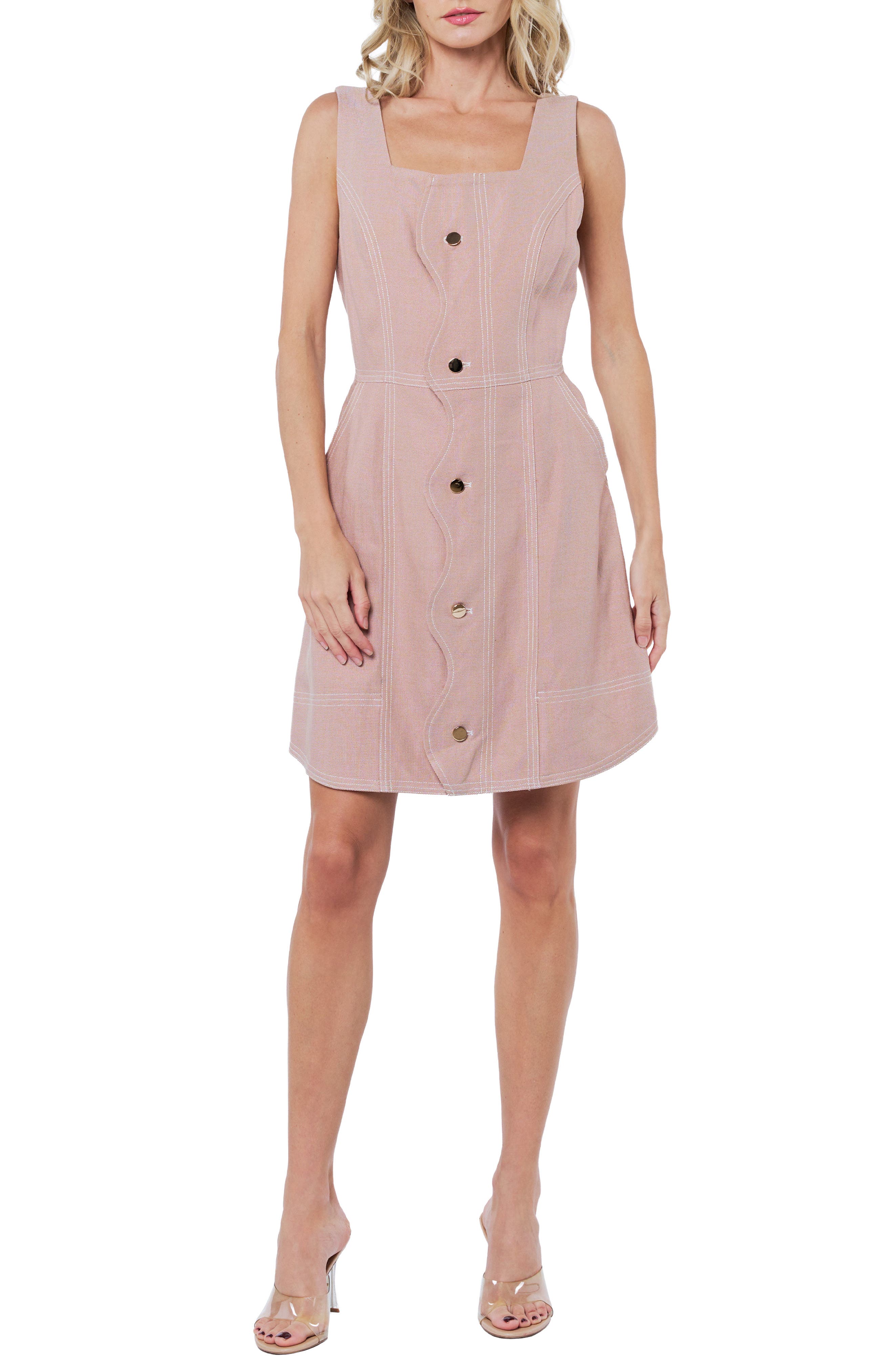 Alanni Topstitch Detail Cotton Blend Dress