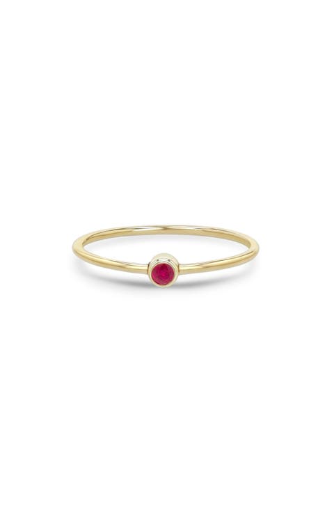 14K Gold Bezel Birthstone Stacking Ring