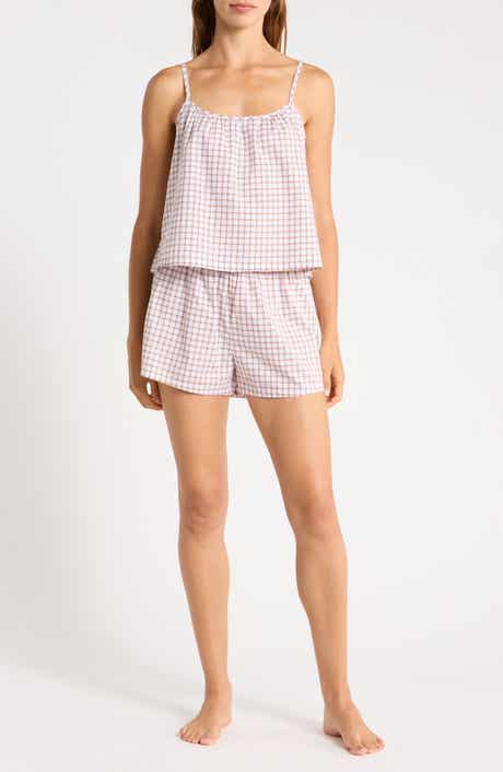 Abound Grid Cotton Crop Camisole & Shorts Pajamas