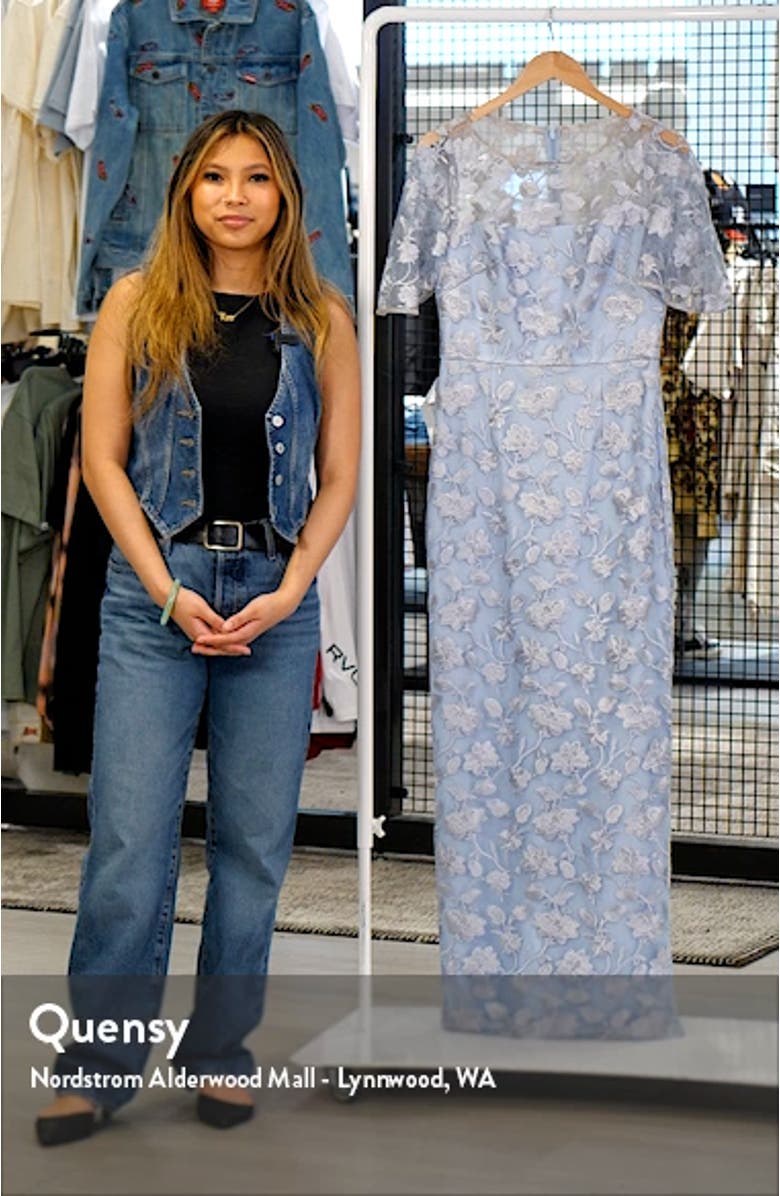 Brooke Floral Embroidered Column Gown, sales video thumbnail