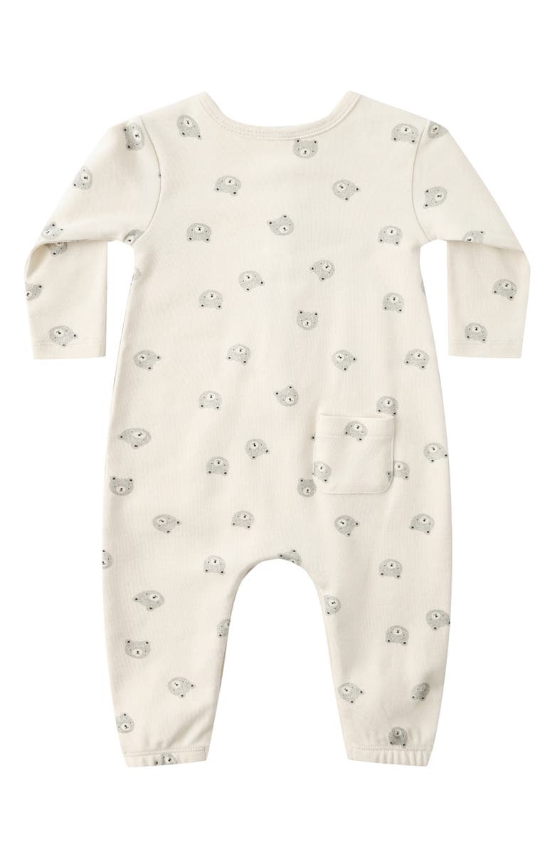 QUINCY MAE Bear Print Organic Cotton Romper, Alternate, color, Ivory