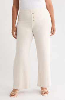Renee C Button Detail Knit Wide Leg Pants