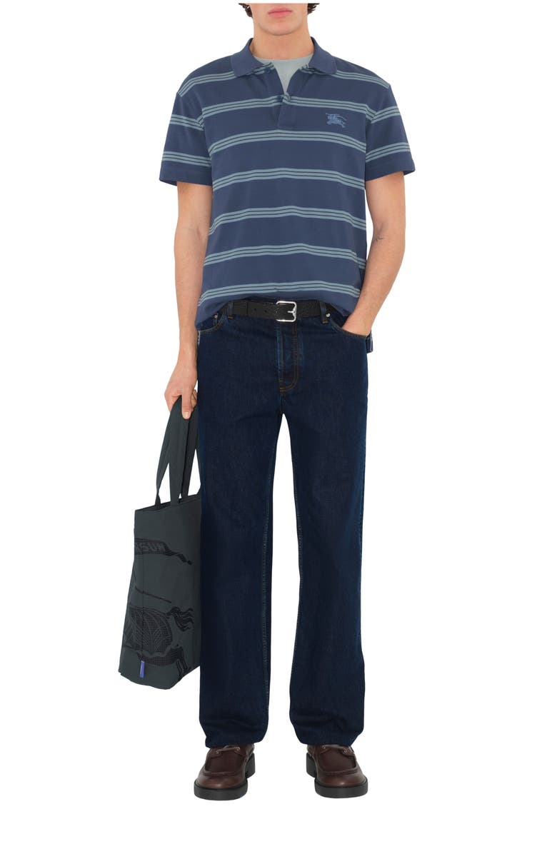 Burberry Striped Cotton Polo Shirt, Main, color, Pilot