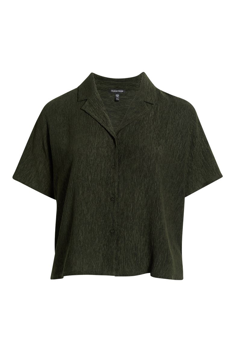 Crinkle Notch Collar Button-Up Shirt, Main, color, SEAWEED