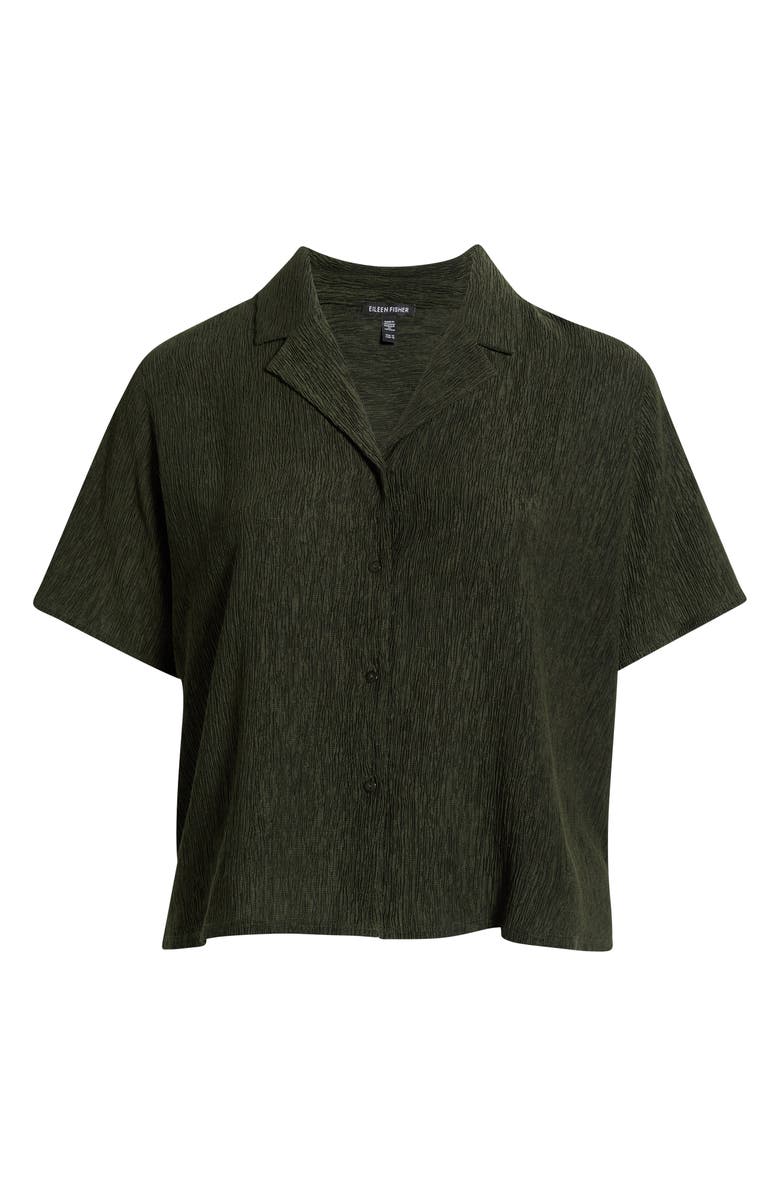Eileen Fisher Crinkle Notch Collar Button-Up Shirt, Main, color,