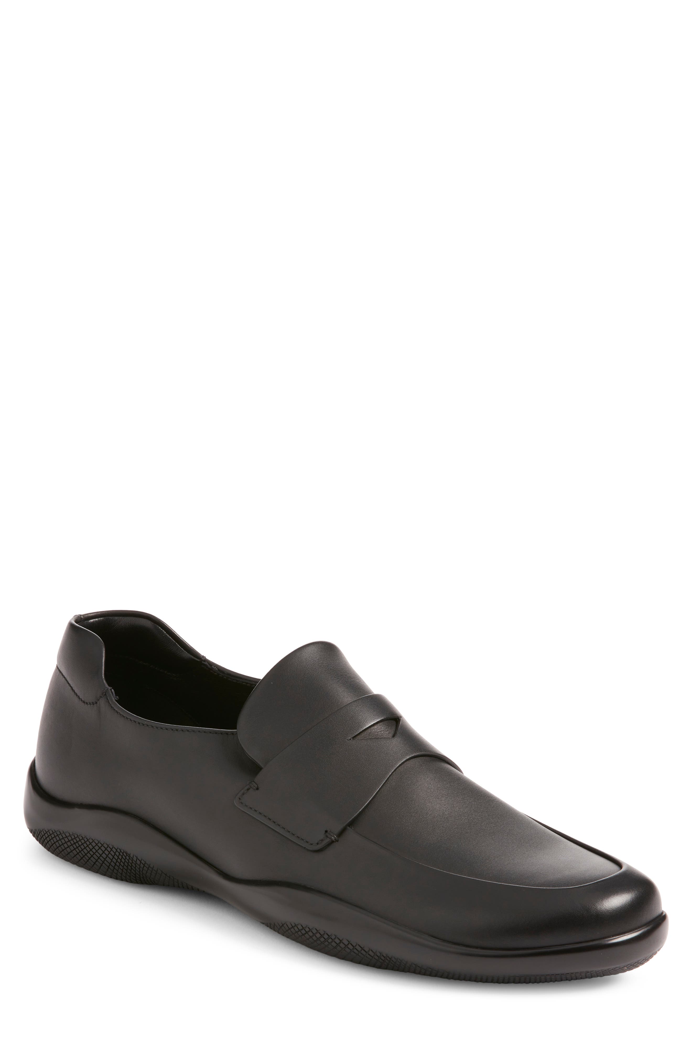 Prada America's Cup Penny Loafer, Main, color, Nero