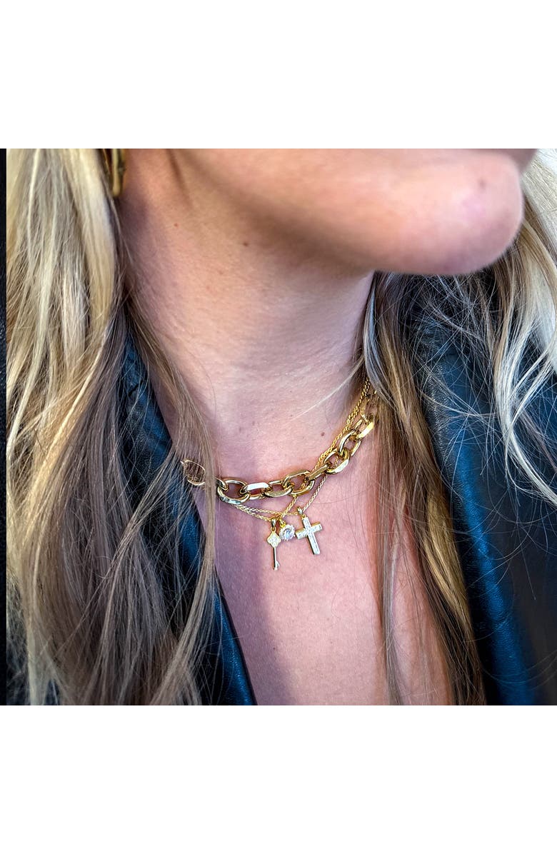 Outofoffice Pave Cross Pendant Necklace, Alternate, color, Gold