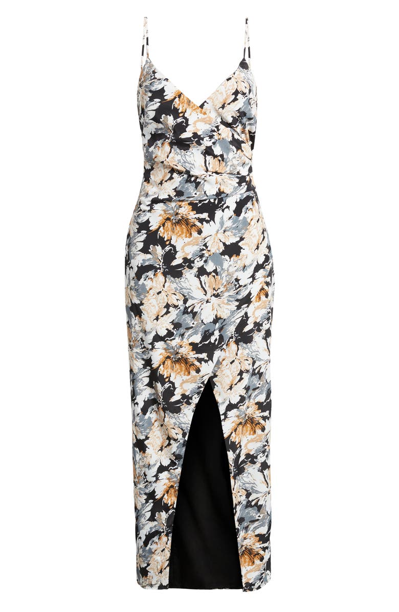 Lulus Fresh Impression Black Floral Midi Dress, Alternate, color, 