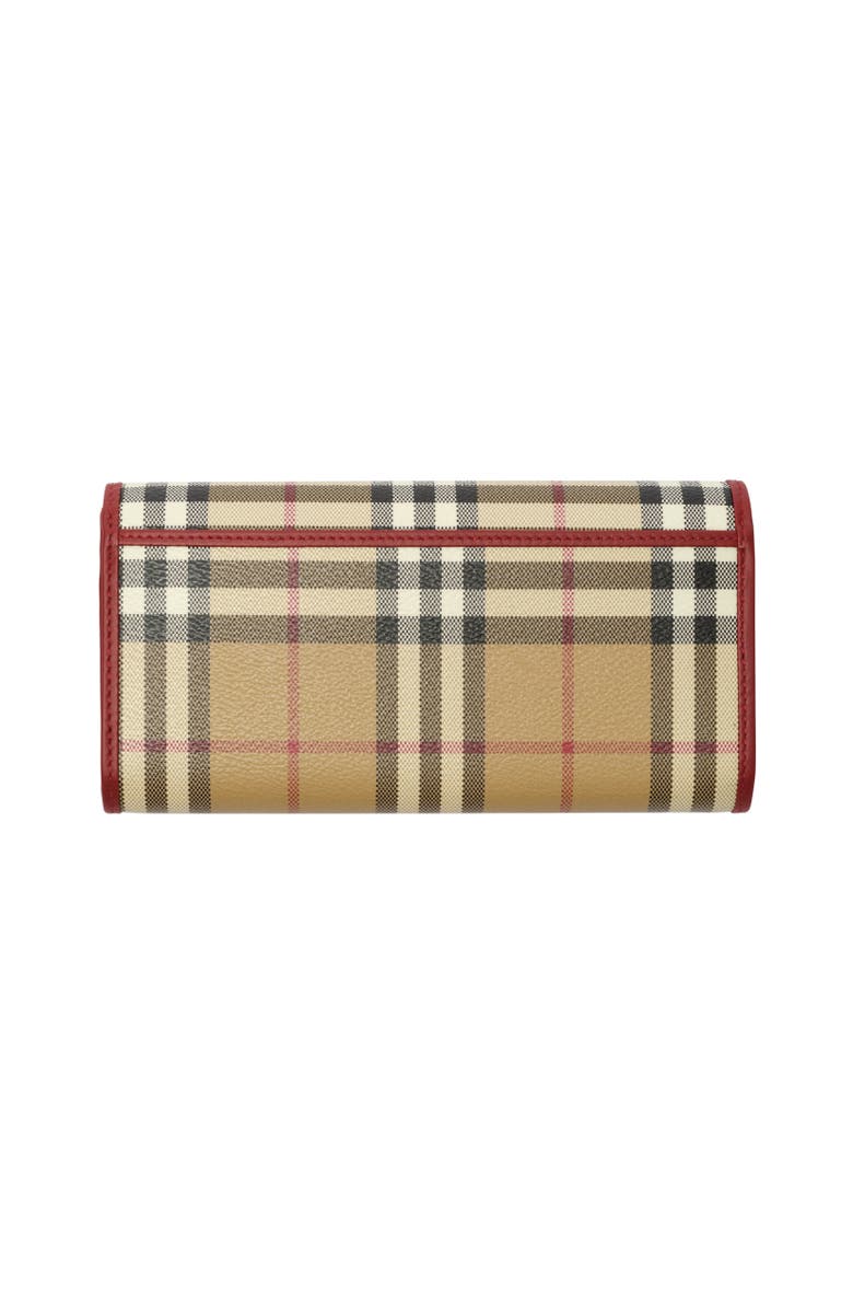 Burberry Check Continental Wallet, Alternate, color, Archive Beige/Ruby Red