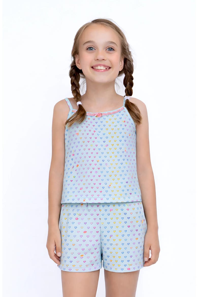 Aqua Heart Print Cami Jersey PJ, Alternate, color, Aqua