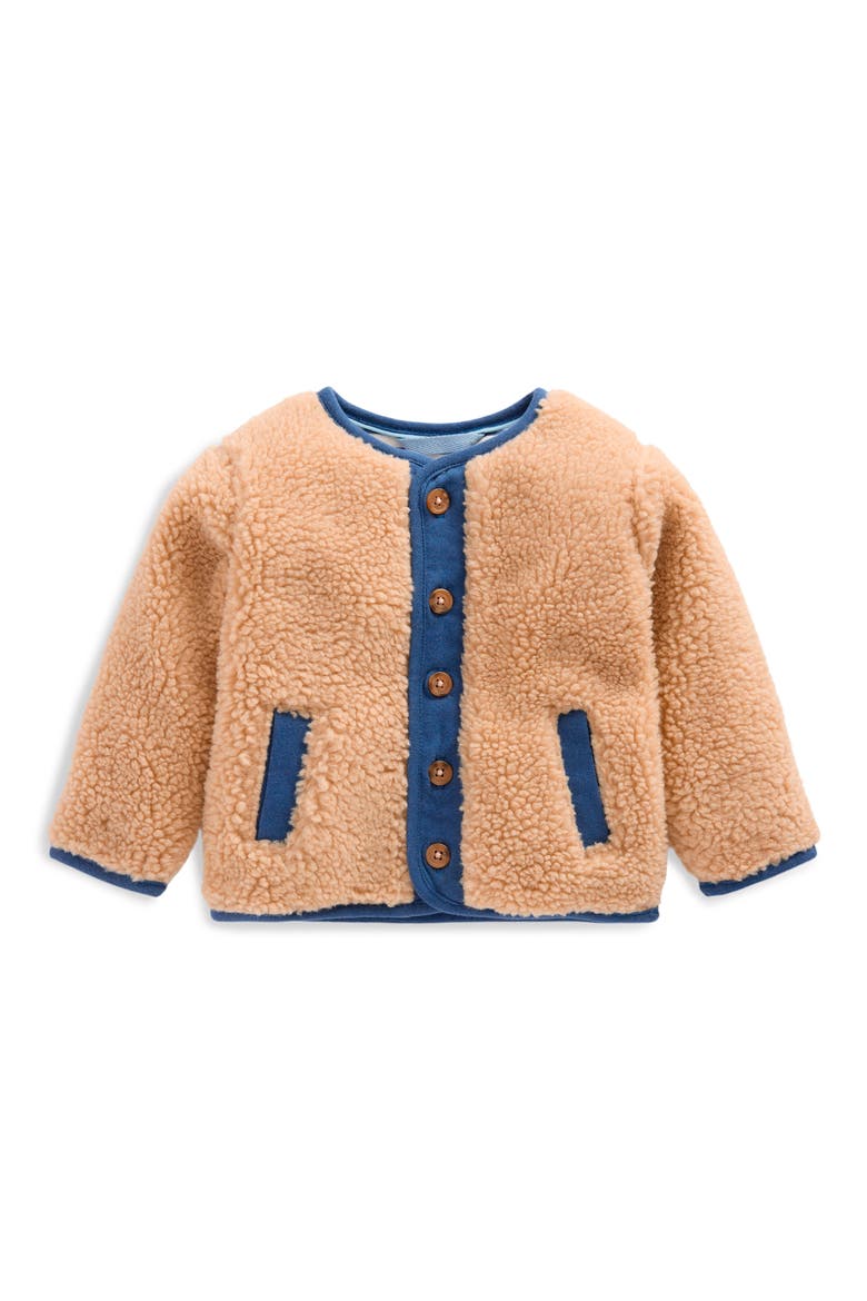 Kids' Teddy Button Front Jacket, Main, color, BROWN/ BLUE