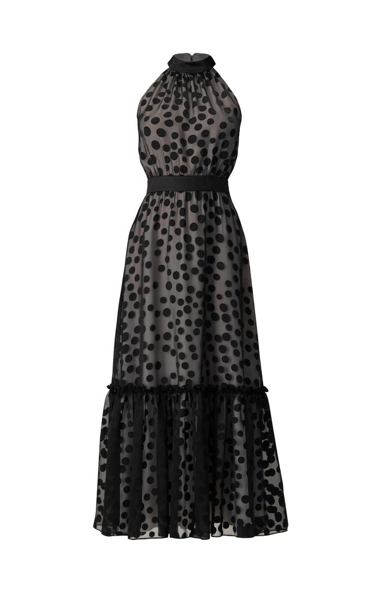 IVONNE Halter Neck Polka Dot Maxi Dress, Alternate, color, Black