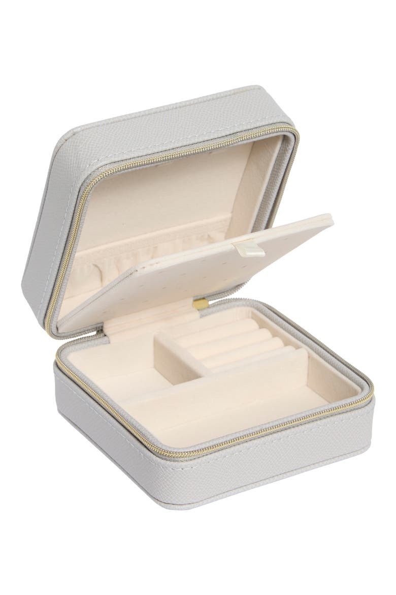 Square Zip Jewelry Box, Alternate, color, DOVE GREY