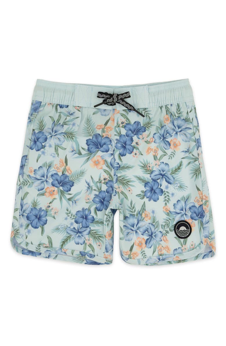 Feather 4 Arrow Kids' Floral Scallop Board Shorts, Main, color, 