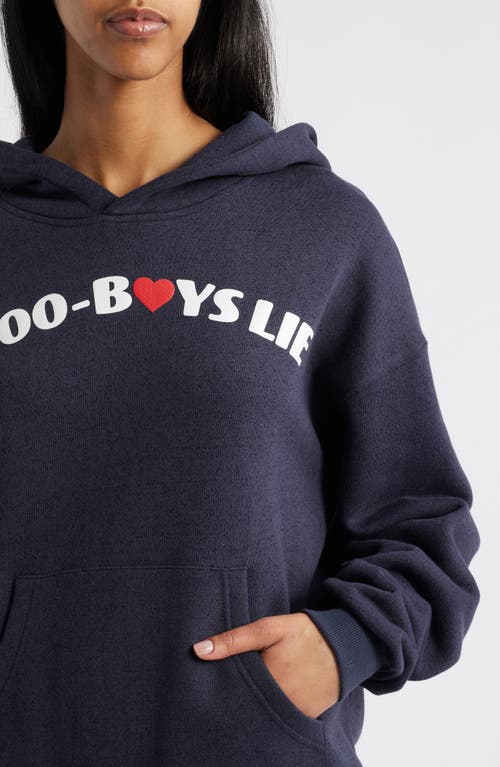 Boys Lie 1-800 Heart Racer Hoodie In Navy
