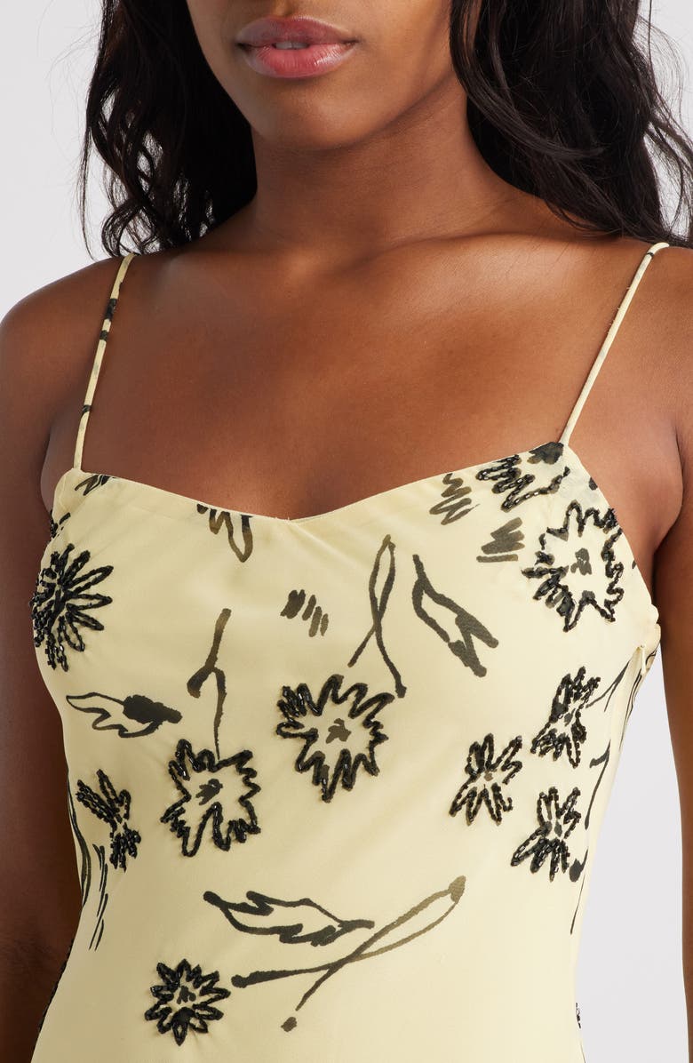 Topshop Beaded Godet Minidress, Alternate, color, Yellow