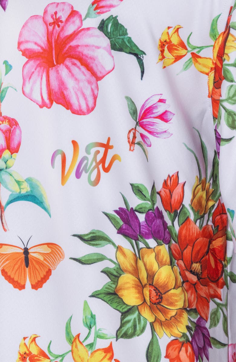 VAST Floral Watercolor Short Sleeve Performance Button-Up Shirt, Alternate, color, Red Multi