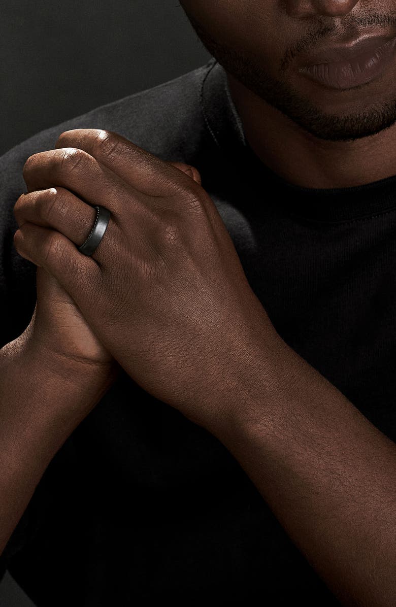 David Yurman 'Streamline' Band Ring, Alternate, color, Black Titanium/ Silver