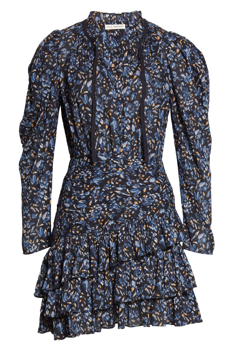 Marielle Floral Long Sleeve Minidress, Alternate, color, MIDNIGHT