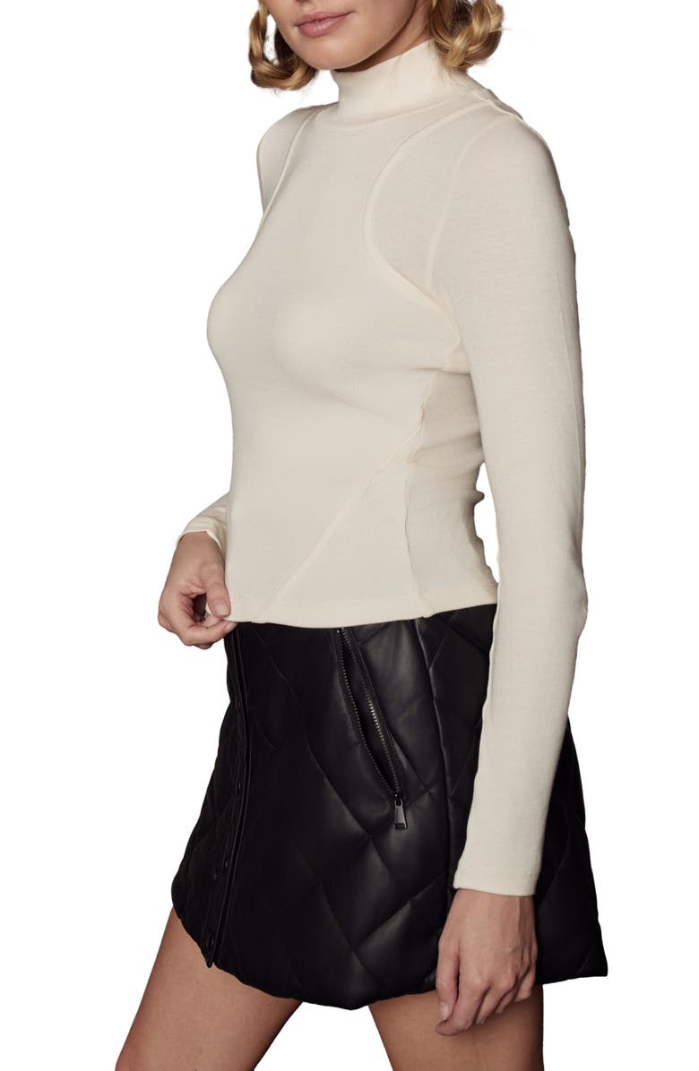 Alp N Rock Laila Rib Seam Detail Mock Neck Sweater, Alternate, color, Ivory