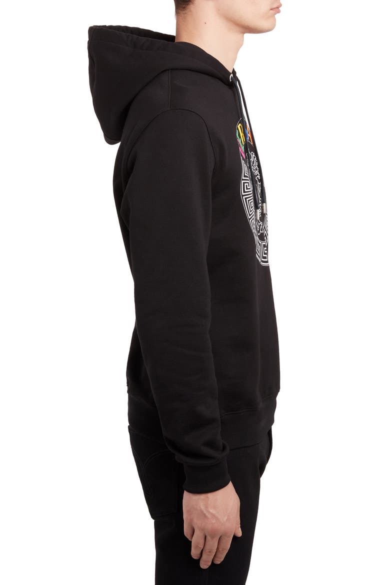 Embroidered Logo Medusa Head Hoodie, Alternate, color, BLACK