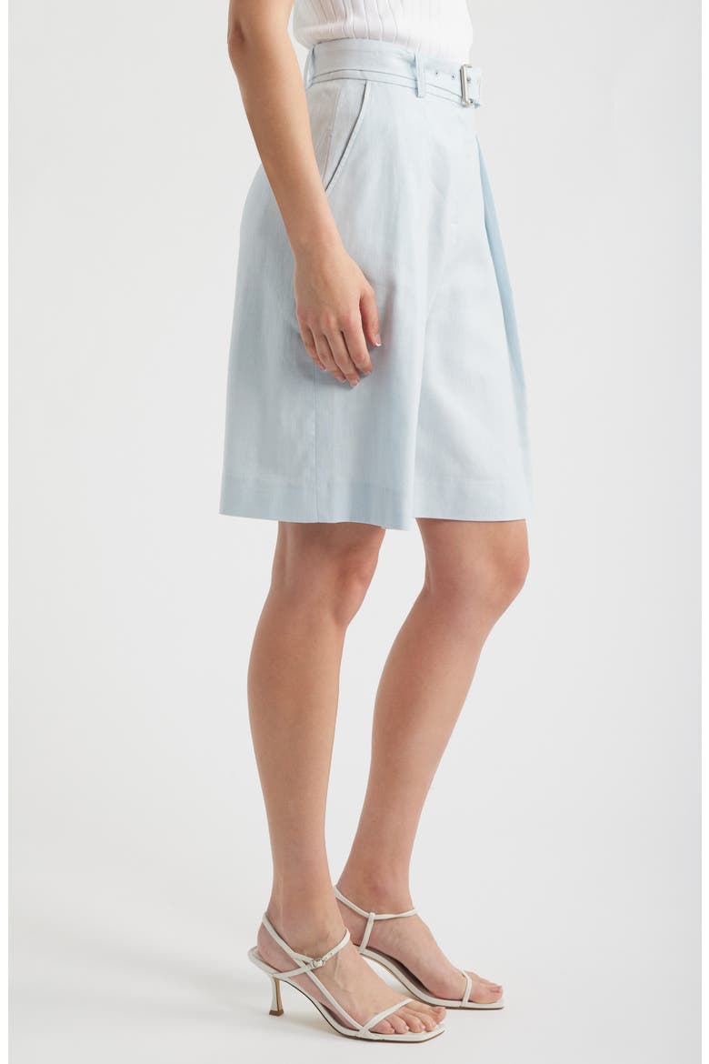 Belted Pleated Longer Length Shorts, Alternate, color, AIRY BLUE